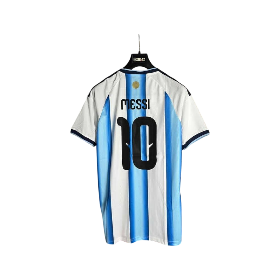 Soccer jersey with 'Messi' and number '10' on a white background