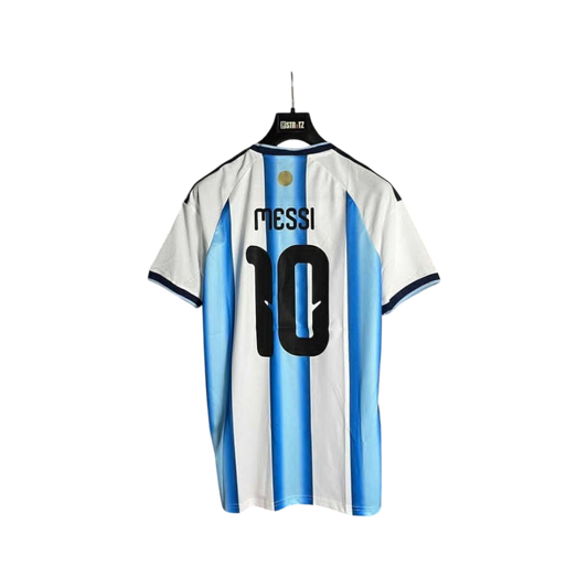 Soccer jersey with 'Messi' and number '10' on a white background