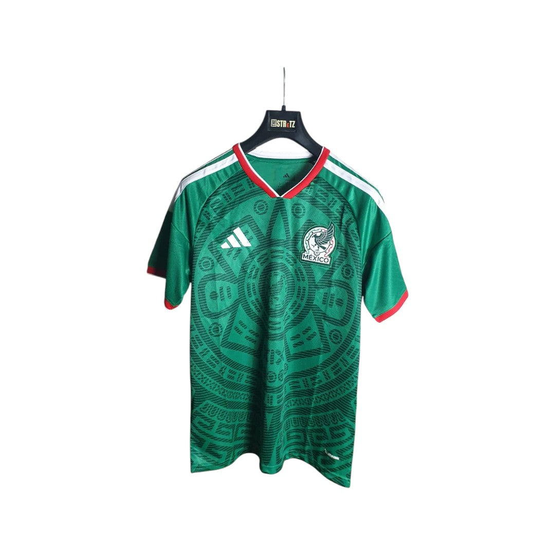 Green sports jersey with a logo on a white background