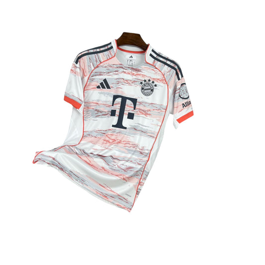 White sports jersey with black and red accents on a white background